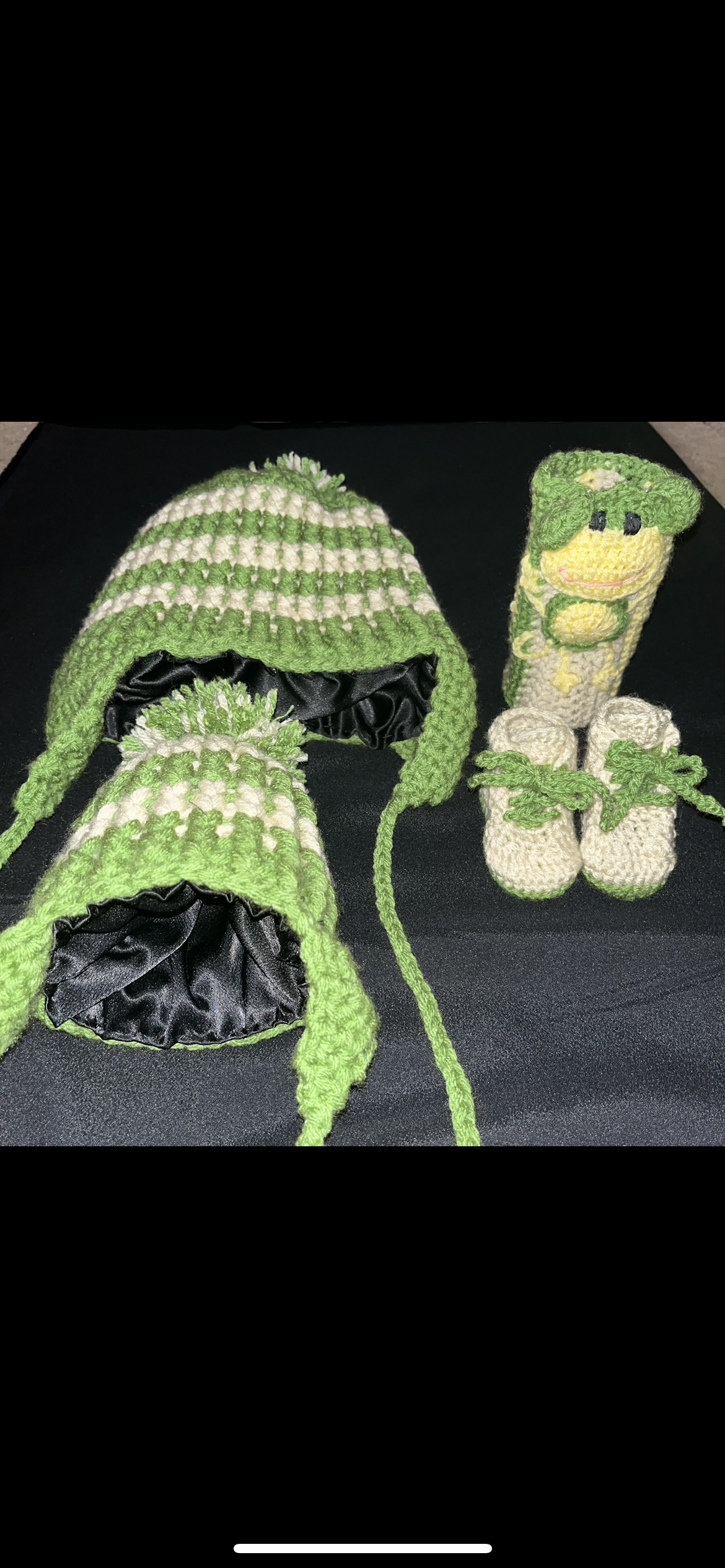 Parent and Me hats + baby booties and bottle holder